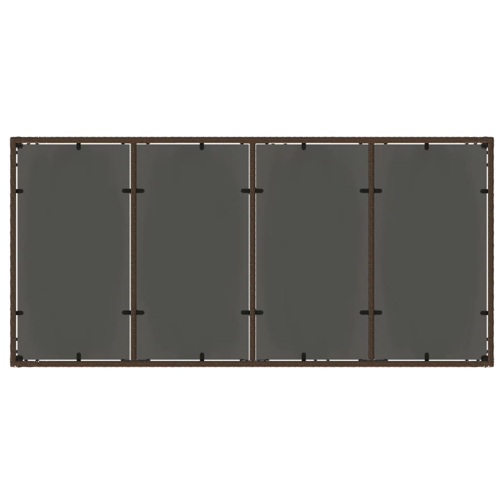 Gartentisch mit Glasplatte Braun 190x90x75 cm Poly Rattan