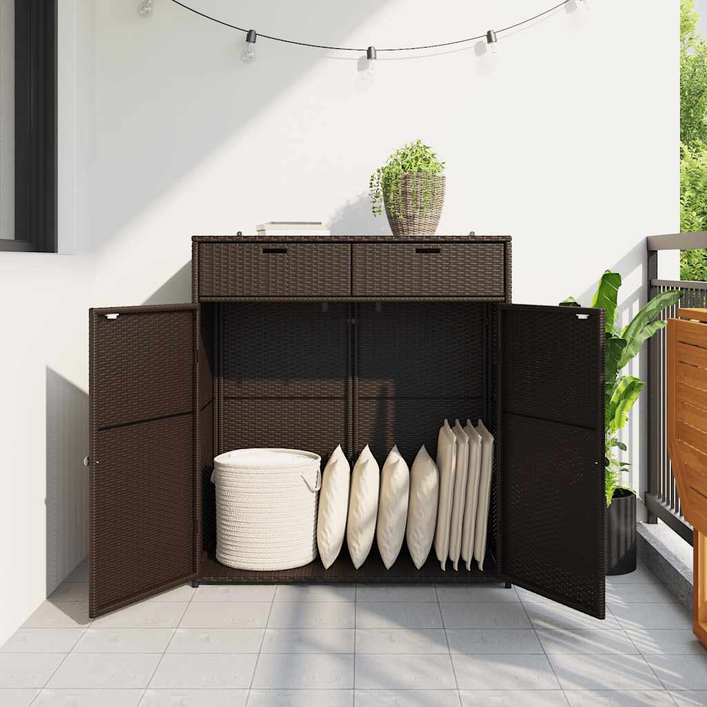Gartenschrank Braun 105x55x113 cm Poly Rattan
