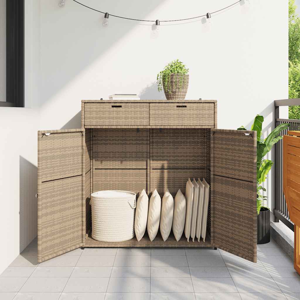 Gartenschrank Beige 105x55x113 cm Poly Rattan