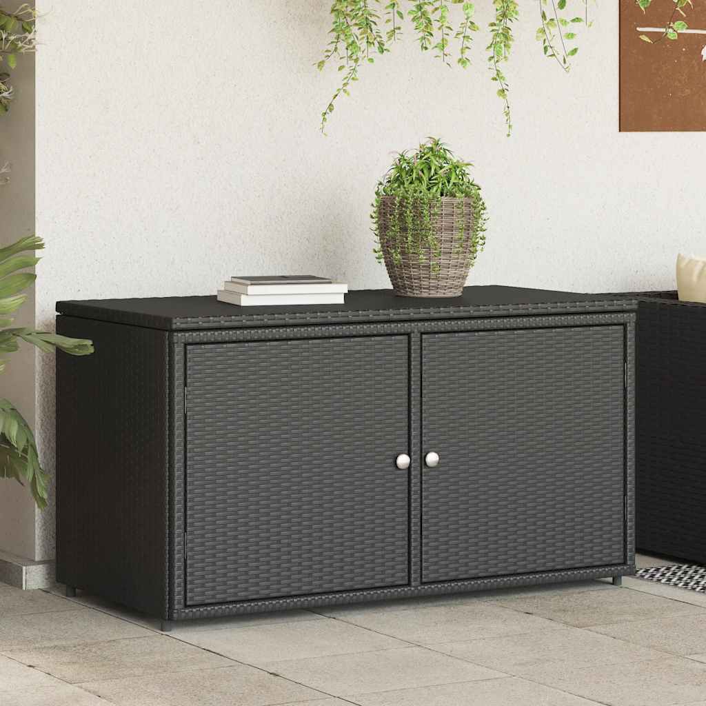 Gartenschrank Schwarz 110x55x60,5 cm Poly Rattan