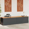Gartentruhe Schwarz 220x50x54 cm Poly Rattan Akazienholz