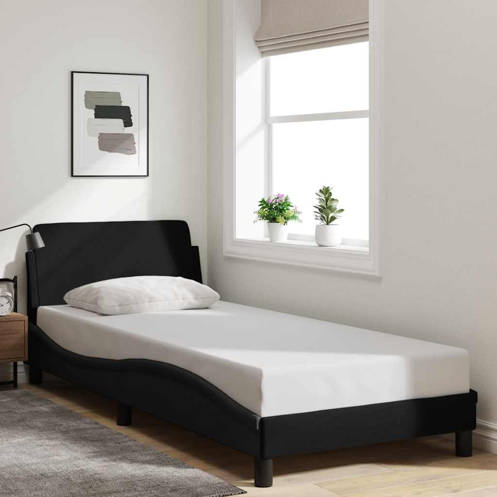 Bettgestell mit Kopfteil "Dover" Schwarz 80x200 cm Stoff
