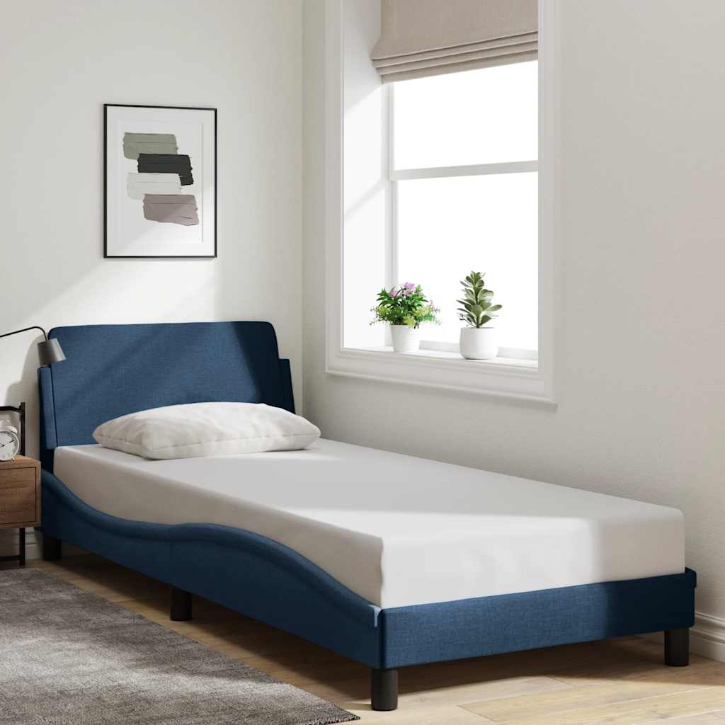 Bettgestell mit Kopfteil "Dover" Blau 80x200 cm Stoff