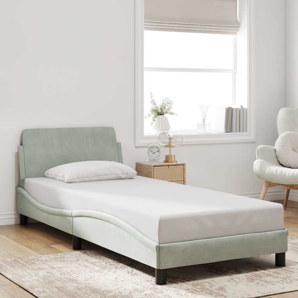 Bettgestell "Dover" Hellgrau 80x200 cm Samt