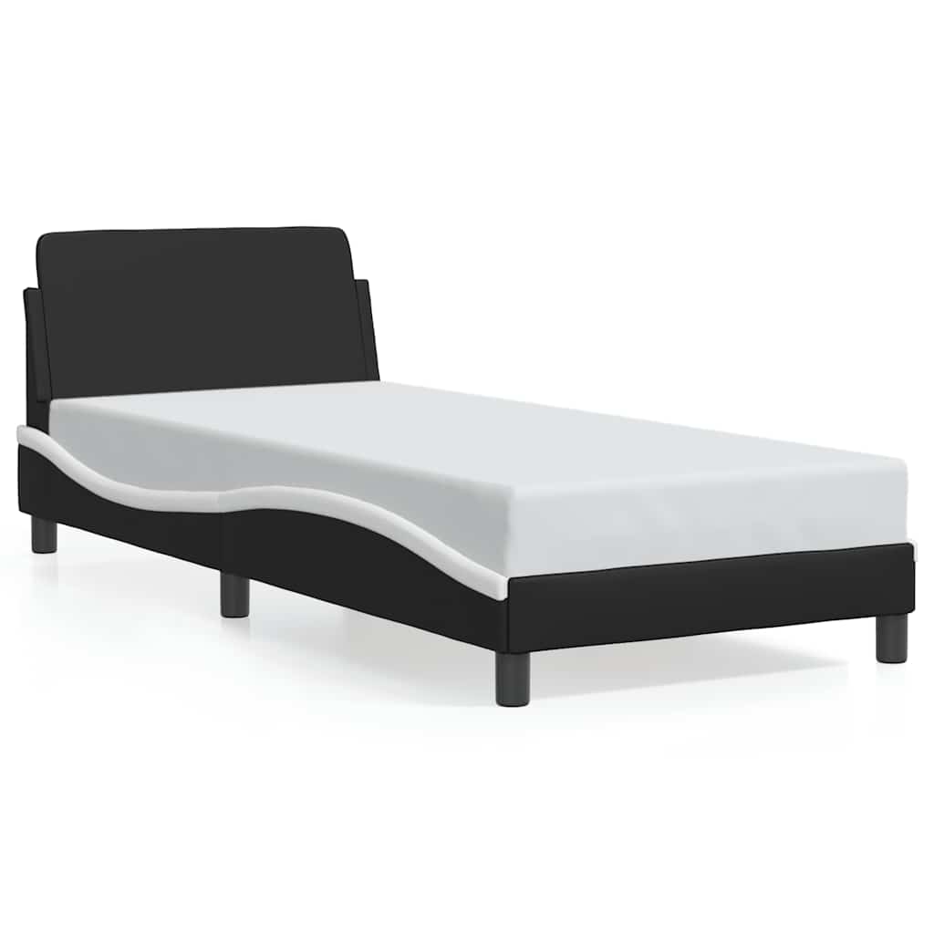 Bettgestell "Dover" Schwarz und Weiß 80x200 cm Kunstleder