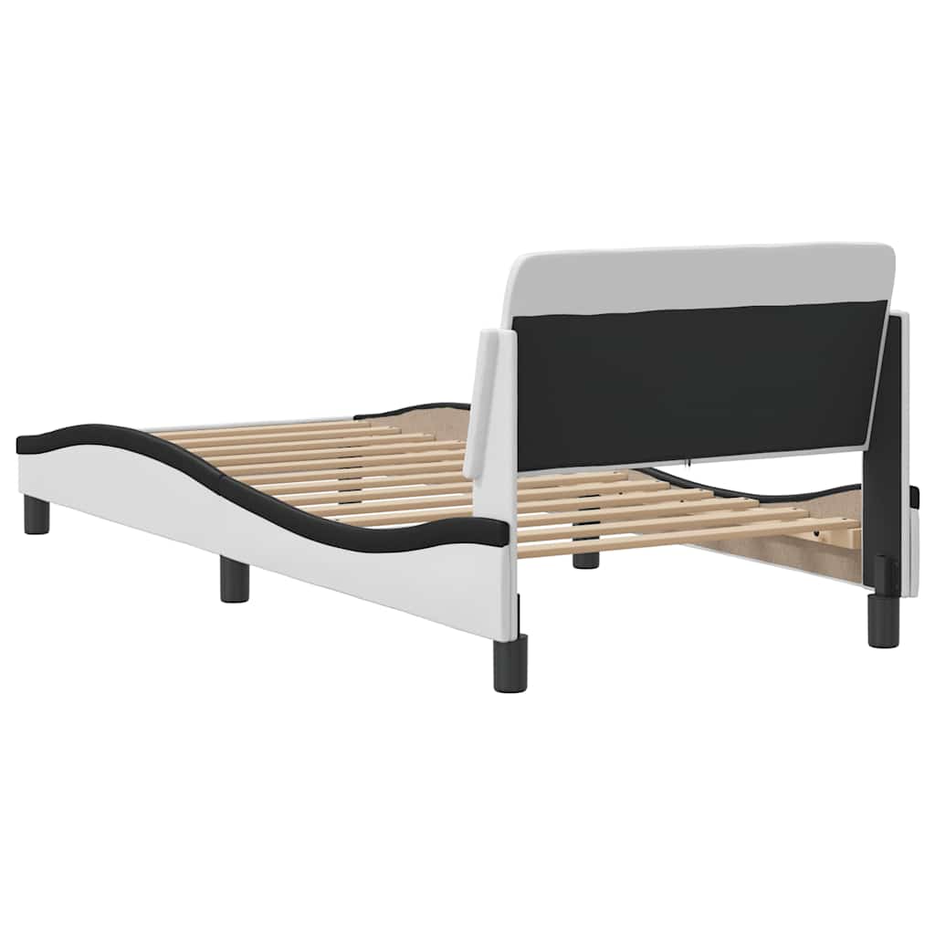 Bettgestell "Dover" Weiß und Schwarz 80x200 cm Kunstleder