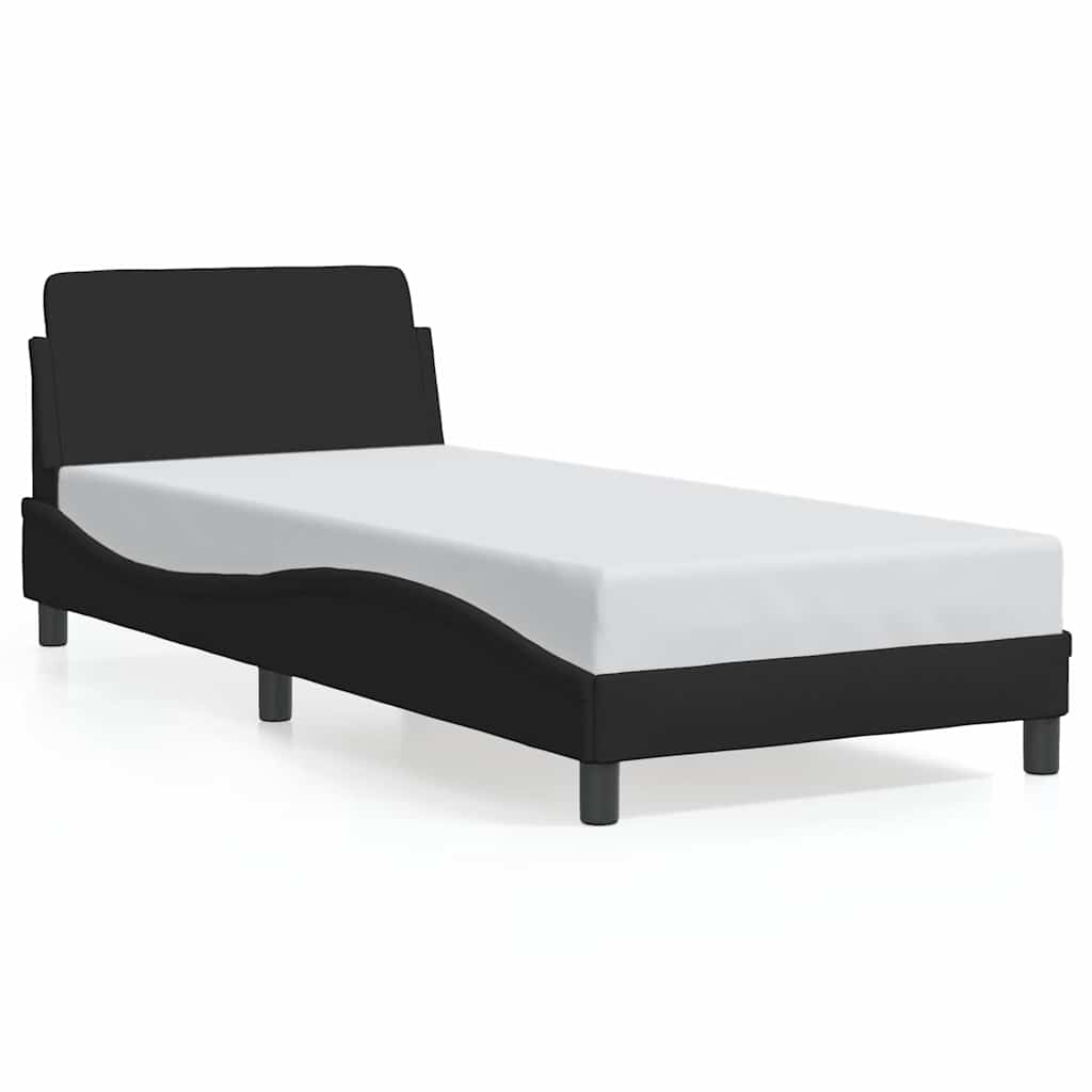 Bettgestell mit Kopfteil "Dover" Schwarz 90x190 cm Stoff