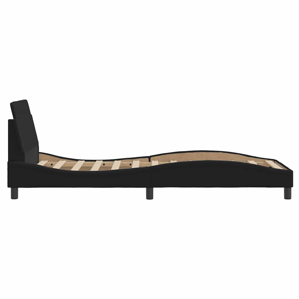 Bettgestell mit Kopfteil "Dover" Schwarz 90x190 cm Stoff