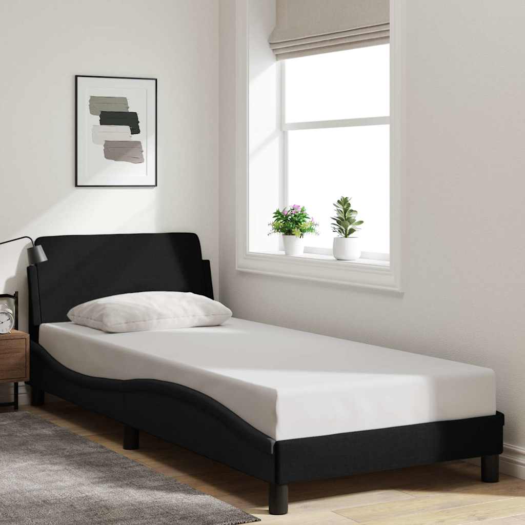 Bettgestell mit Kopfteil "Dover" Schwarz 90x190 cm Stoff