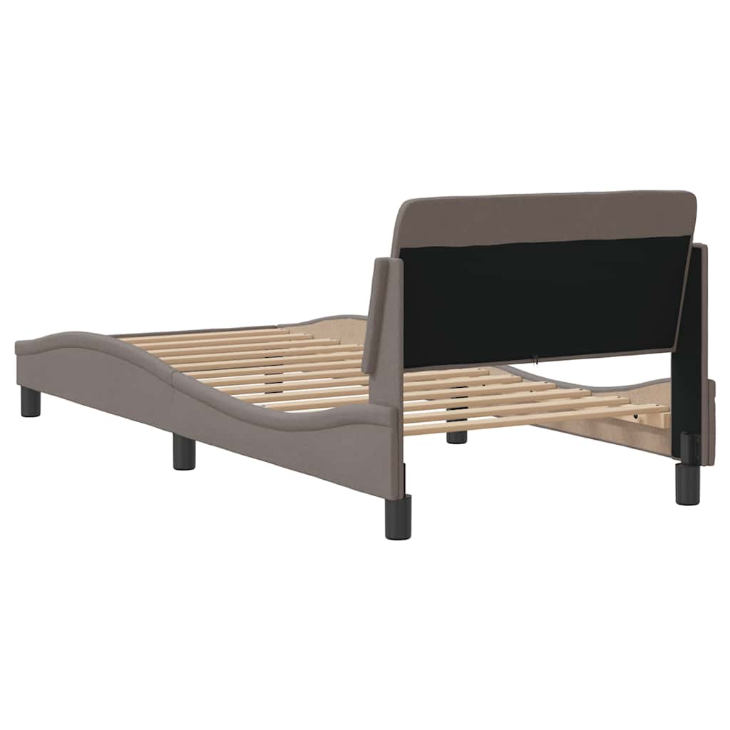 Bettgestell mit Kopfteil "Dover" Taupe 90x190 cm Stoff
