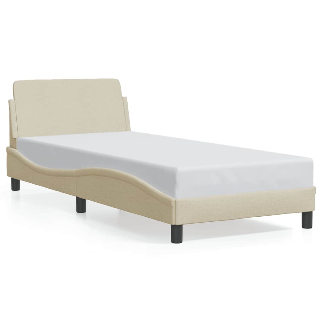Bettgestell mit Kopfteil "Dover" Creme 90x190 cm Stoff
