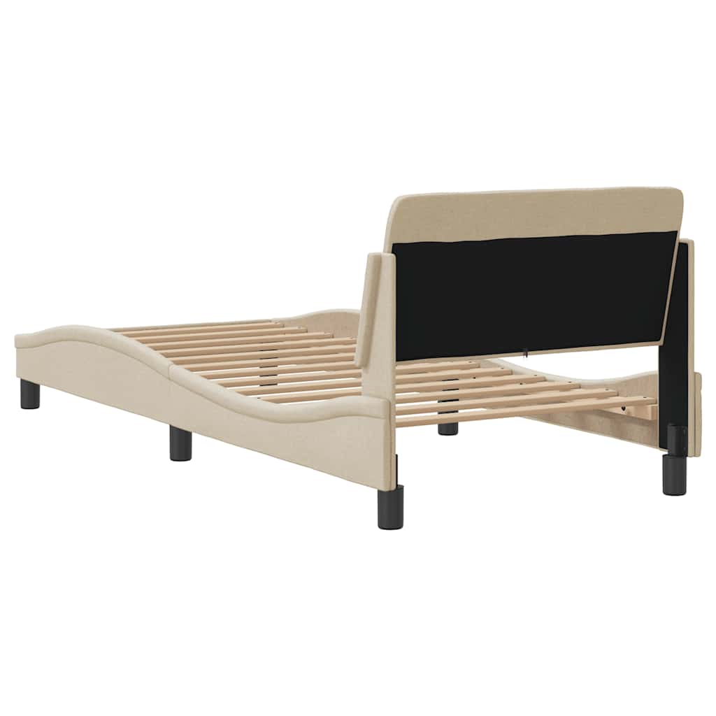 Bettgestell mit Kopfteil "Dover" Creme 90x190 cm Stoff