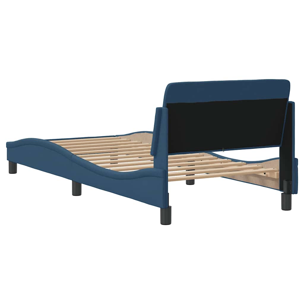 Bettgestell mit Kopfteil "Dover" Blau 90x190 cm Stoff