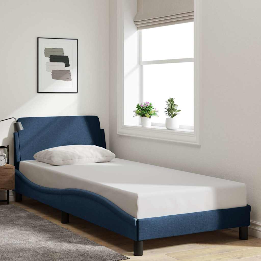 Bettgestell mit Kopfteil "Dover" Blau 90x190 cm Stoff