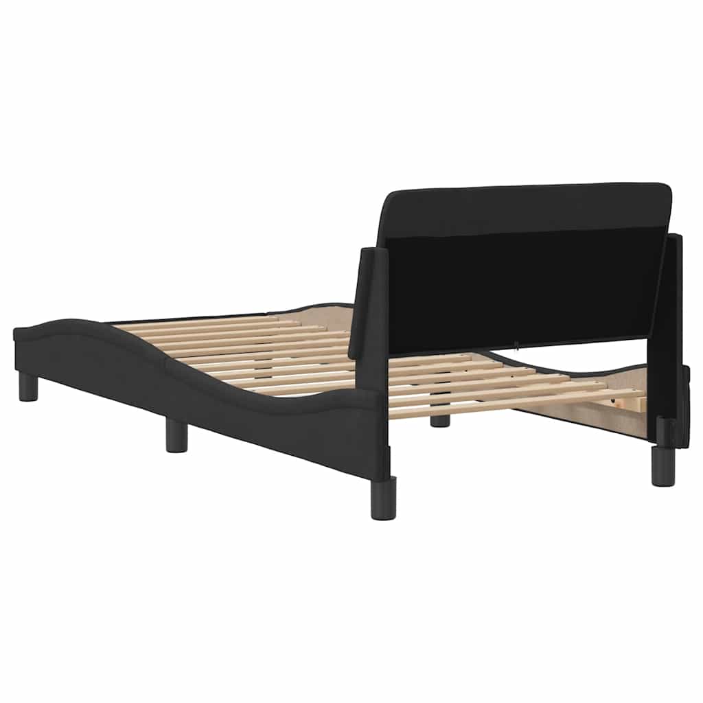 Bettgestell mit Kopfteil "Dover" Schwarz 90x190 cm Samt