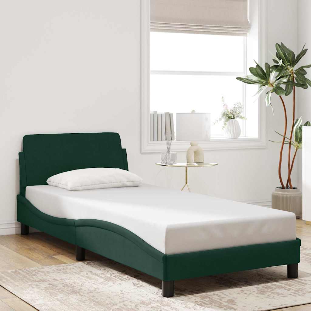 Bettgestell "Dover" Dunkelgrün 90x190 cm Samt