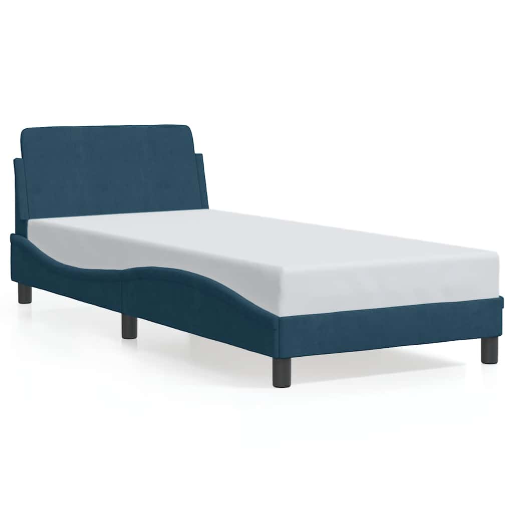 Bettgestell mit Kopfteil "Dover" Blau 90x190 cm Samt