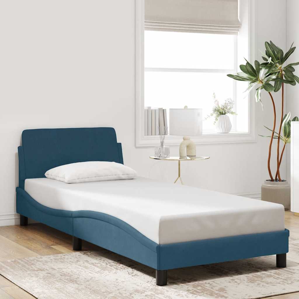Bettgestell mit Kopfteil "Dover" Blau 90x190 cm Samt