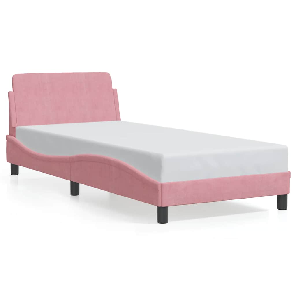 Bettgestell mit Kopfteil "Dover" Rosa 90x190 cm Samt