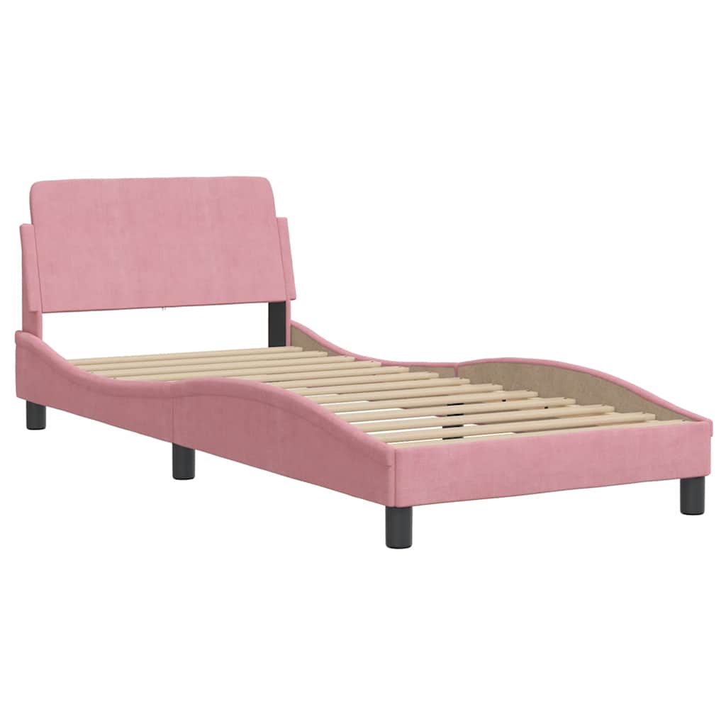 Bettgestell mit Kopfteil "Dover" Rosa 90x190 cm Samt