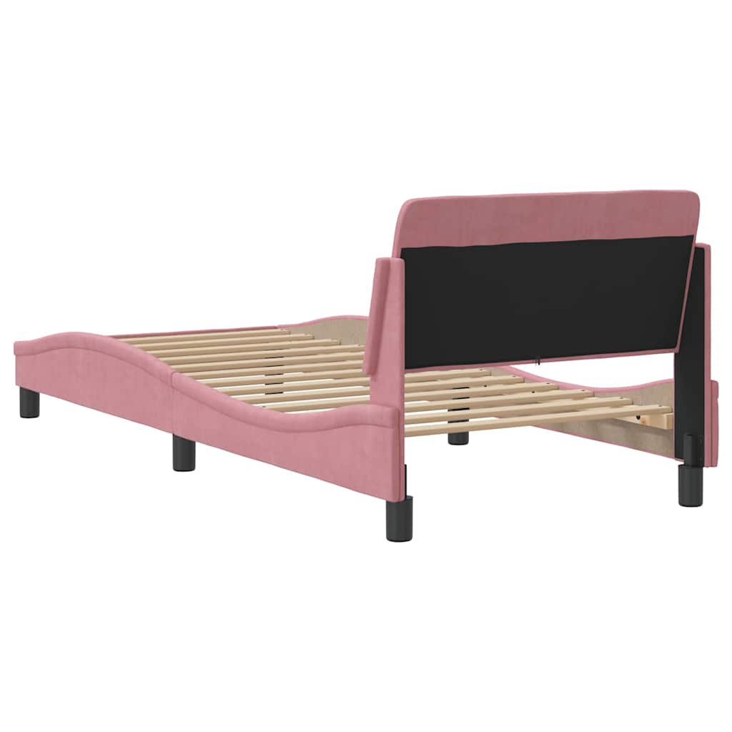 Bettgestell mit Kopfteil "Dover" Rosa 90x190 cm Samt