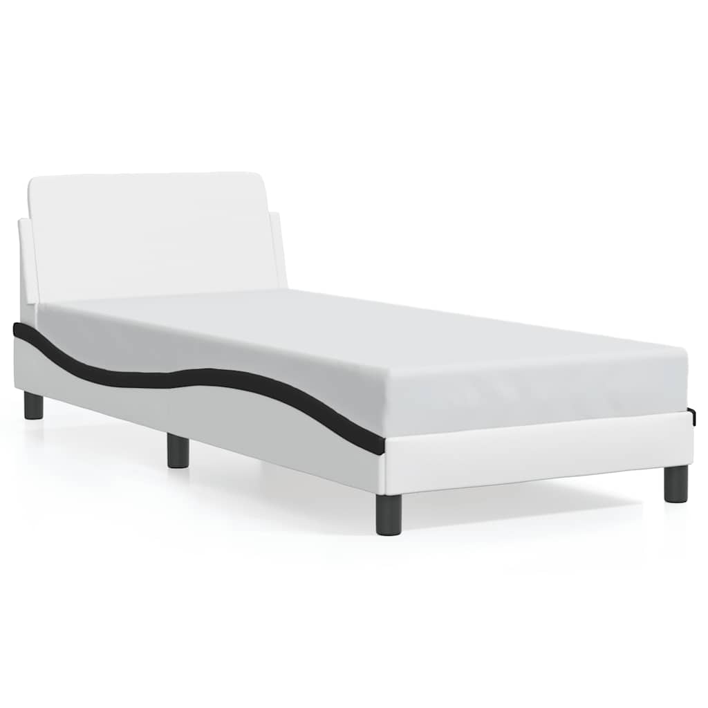 Bettgestell "Dover" Weiß und Schwarz 90x190 cm Kunstleder