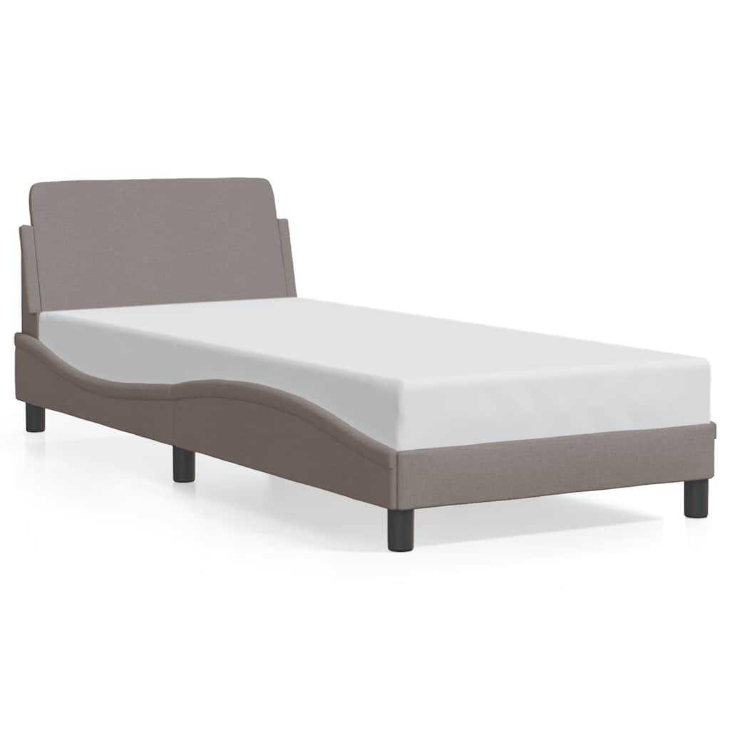 Bettgestell mit Kopfteil "Dover" Taupe 90x200 cm Stoff