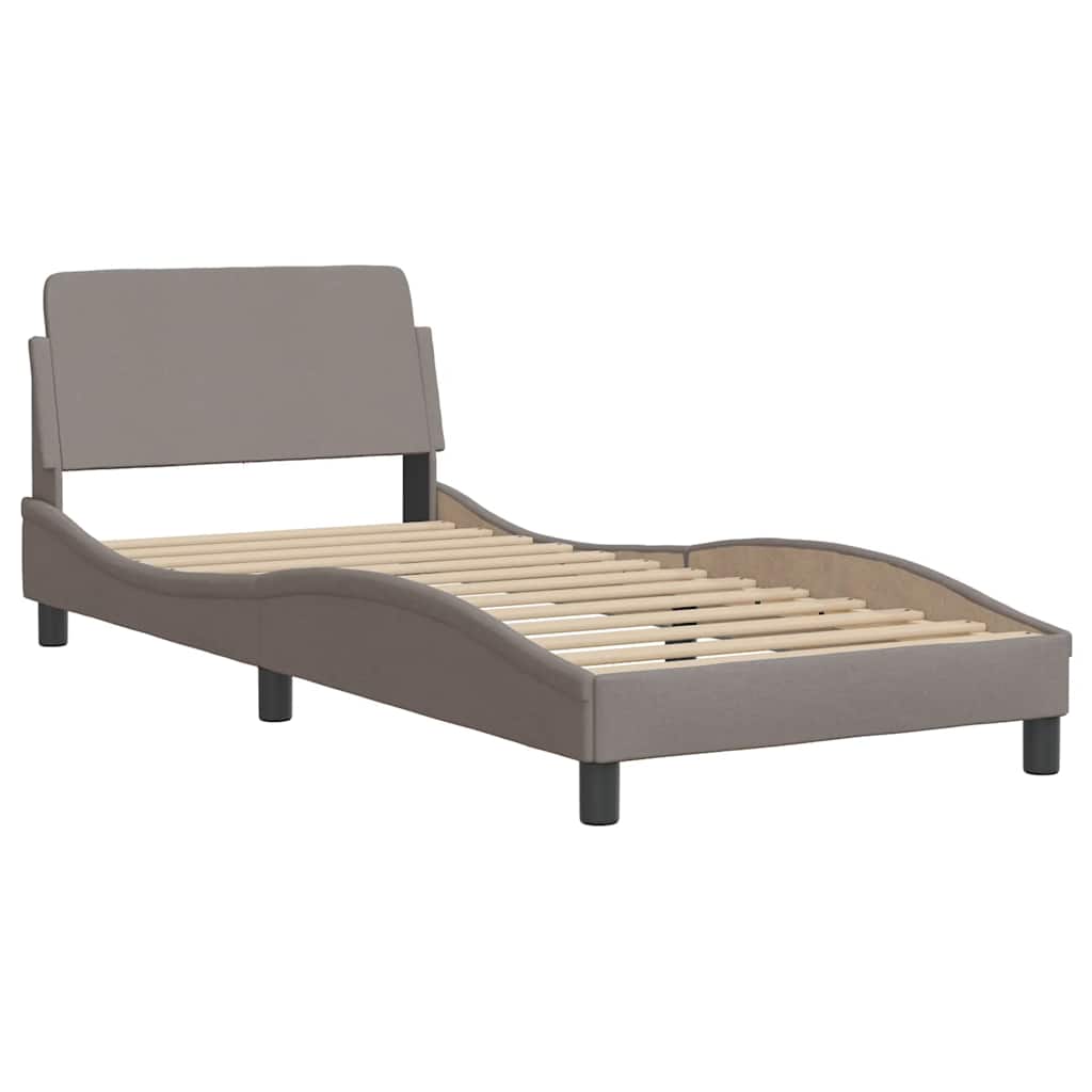 Bettgestell mit Kopfteil "Dover" Taupe 90x200 cm Stoff