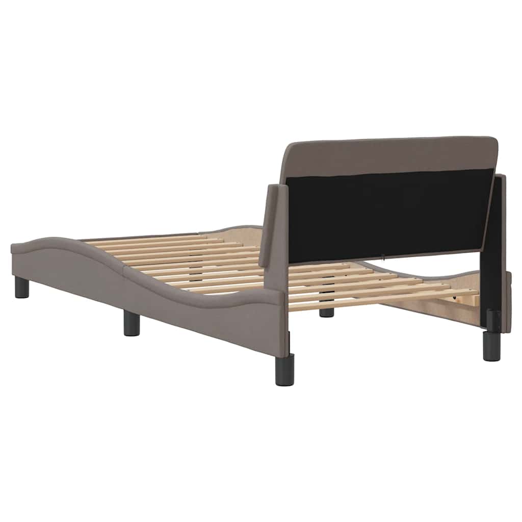 Bettgestell mit Kopfteil "Dover" Taupe 90x200 cm Stoff