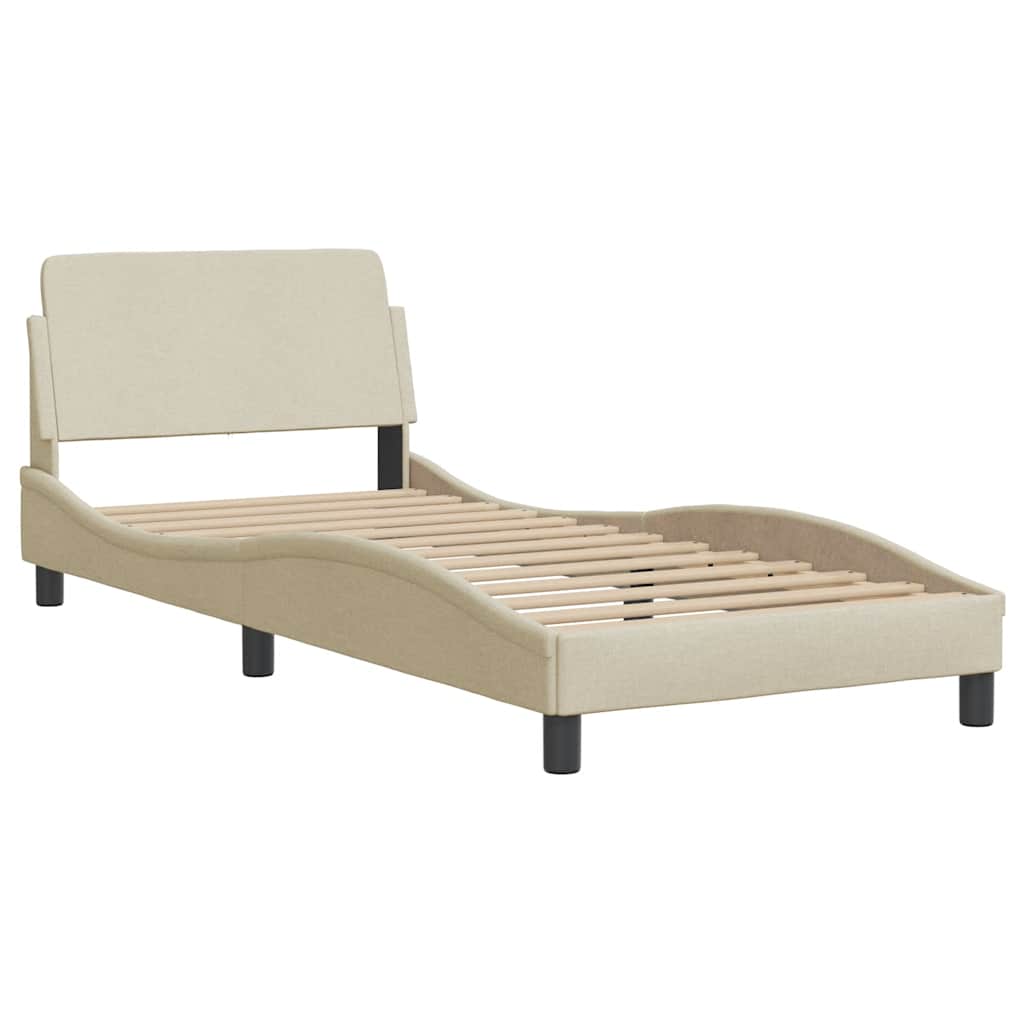 Bettgestell mit Kopfteil "Dover" Creme 90x200 cm Stoff