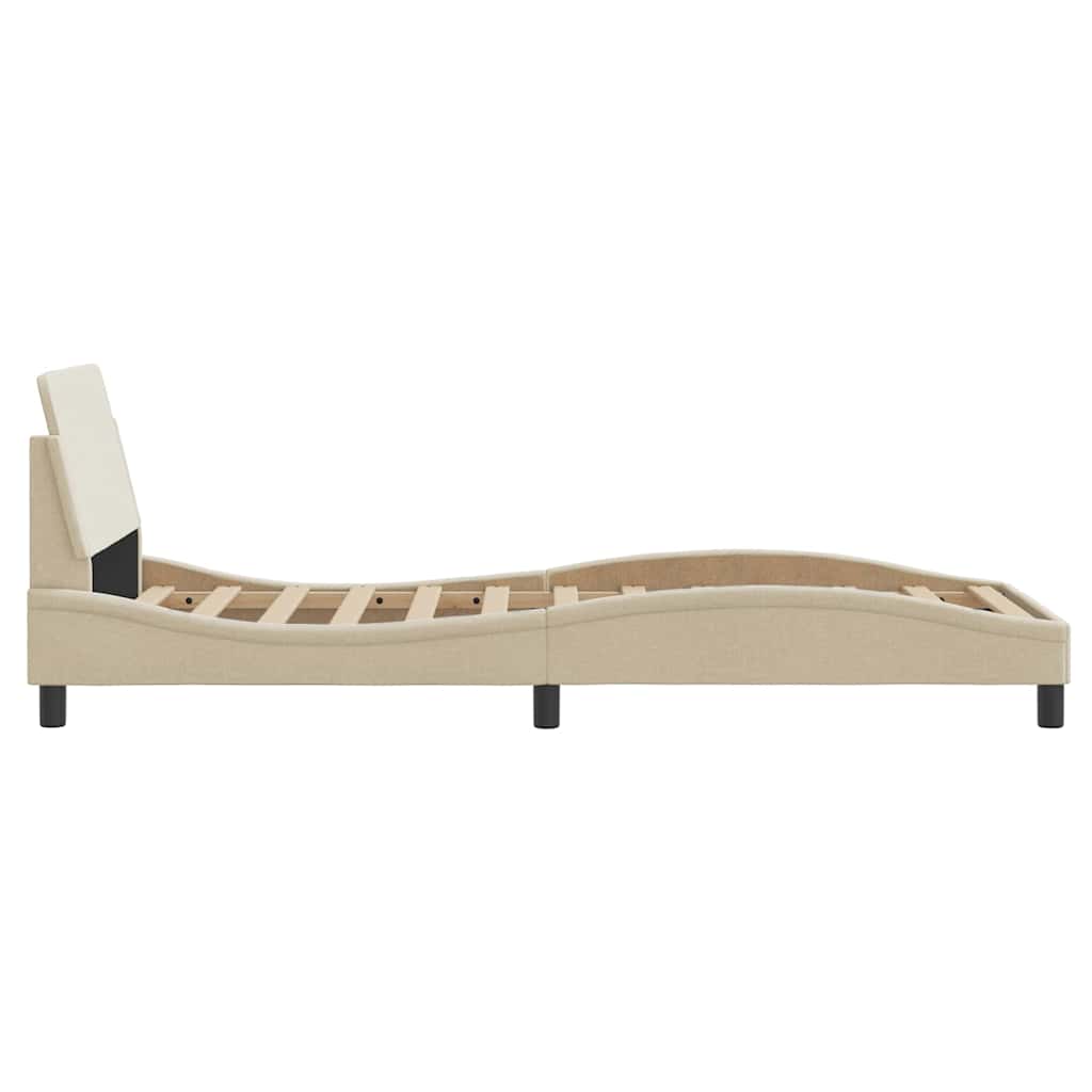 Bettgestell mit Kopfteil "Dover" Creme 90x200 cm Stoff