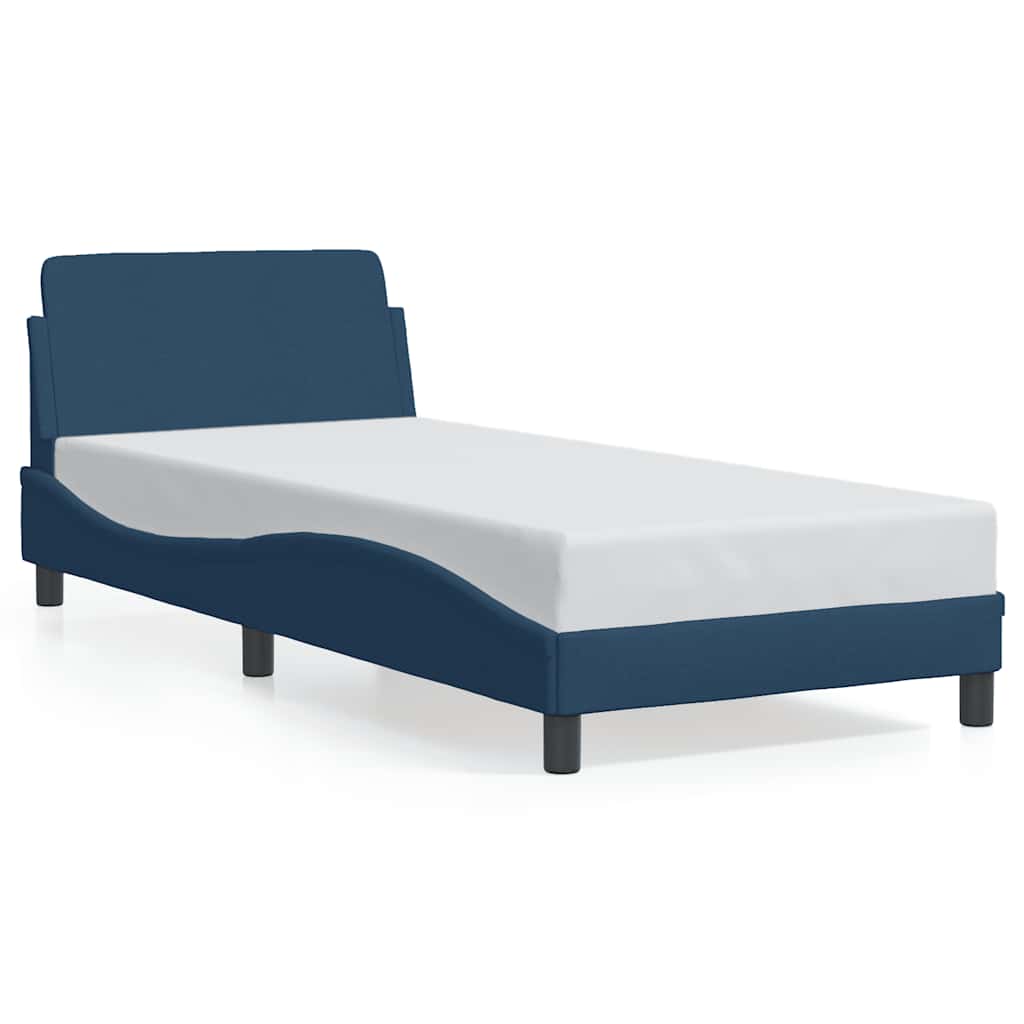 Bettgestell mit Kopfteil "Dover" Blau 90x200 cm Stoff