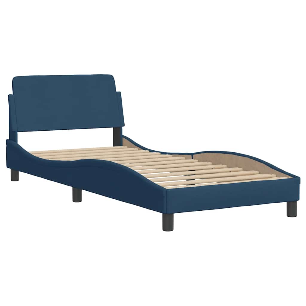 Bettgestell mit Kopfteil "Dover" Blau 90x200 cm Stoff