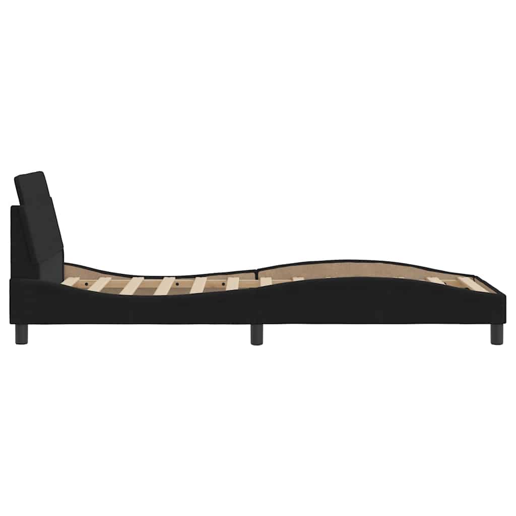 Bettgestell mit Kopfteil "Dover" Schwarz 90x200 cm Samt
