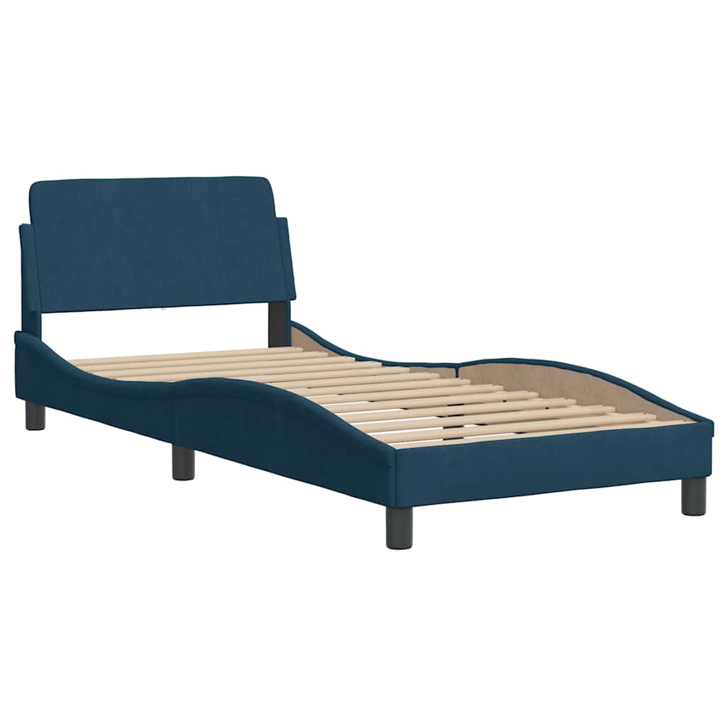 Bettgestell mit Kopfteil "Dover" Blau 90x200 cm Samt