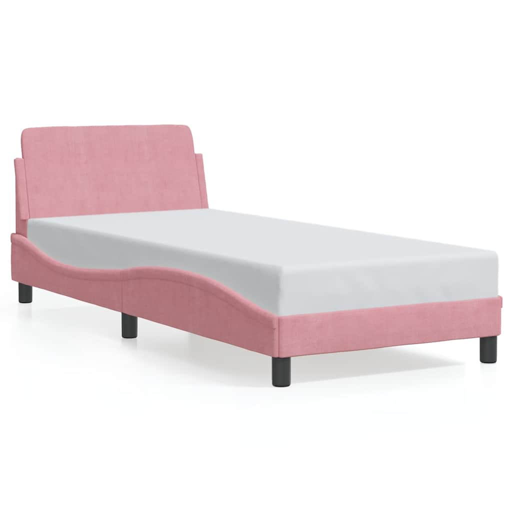 Bettgestell mit Kopfteil "Dover" Rosa 90x200 cm Samt