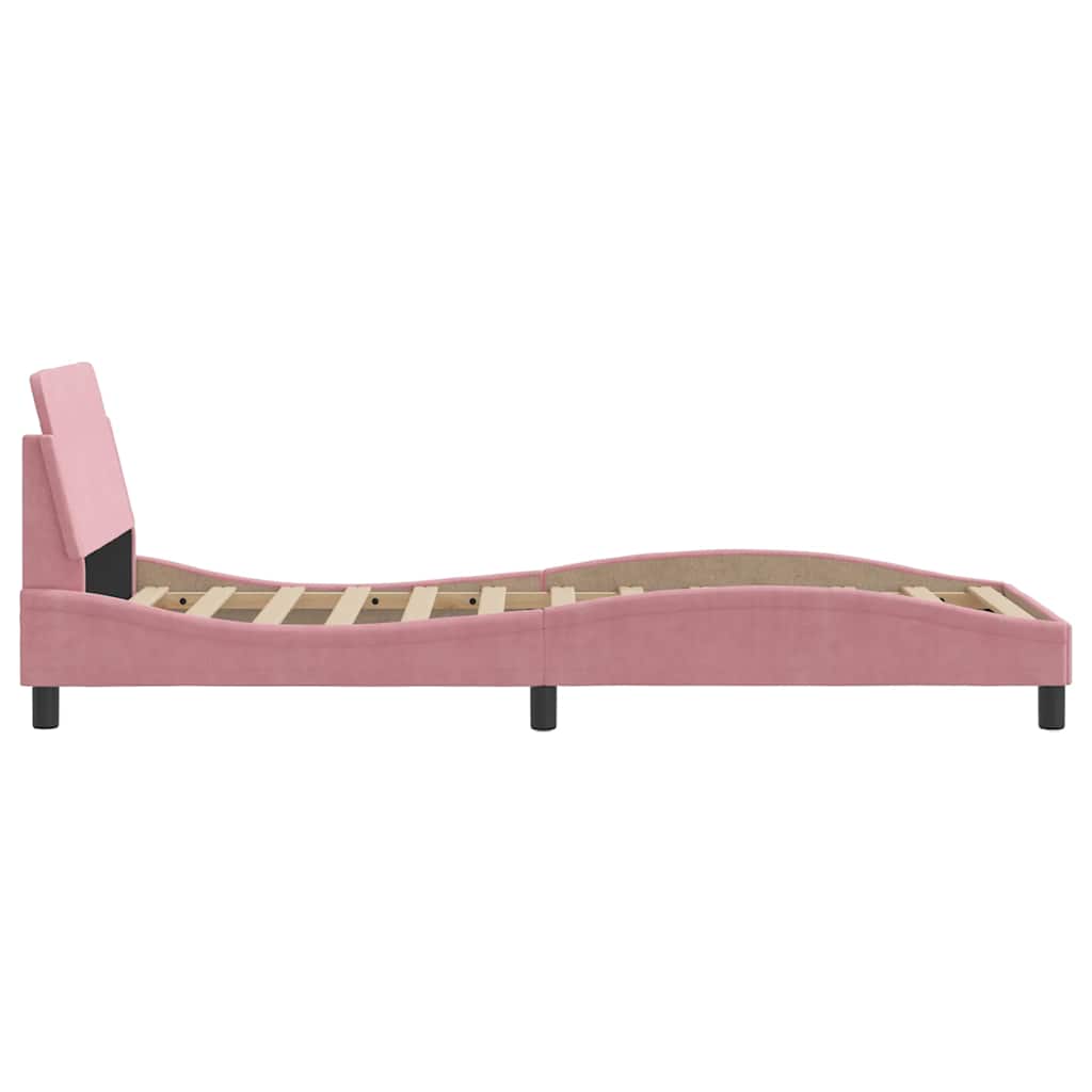Bettgestell mit Kopfteil "Dover" Rosa 90x200 cm Samt