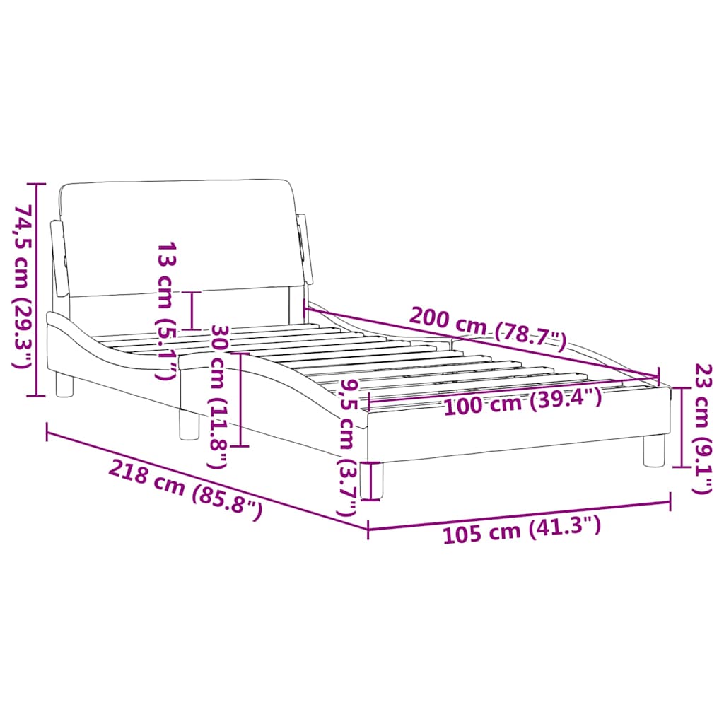 Bettgestell "Dover" Dunkelgrau 100x200 cm Stoff