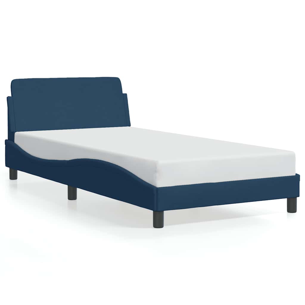 Bettgestell mit Kopfteil "Dover" Blau 100x200 cm Stoff