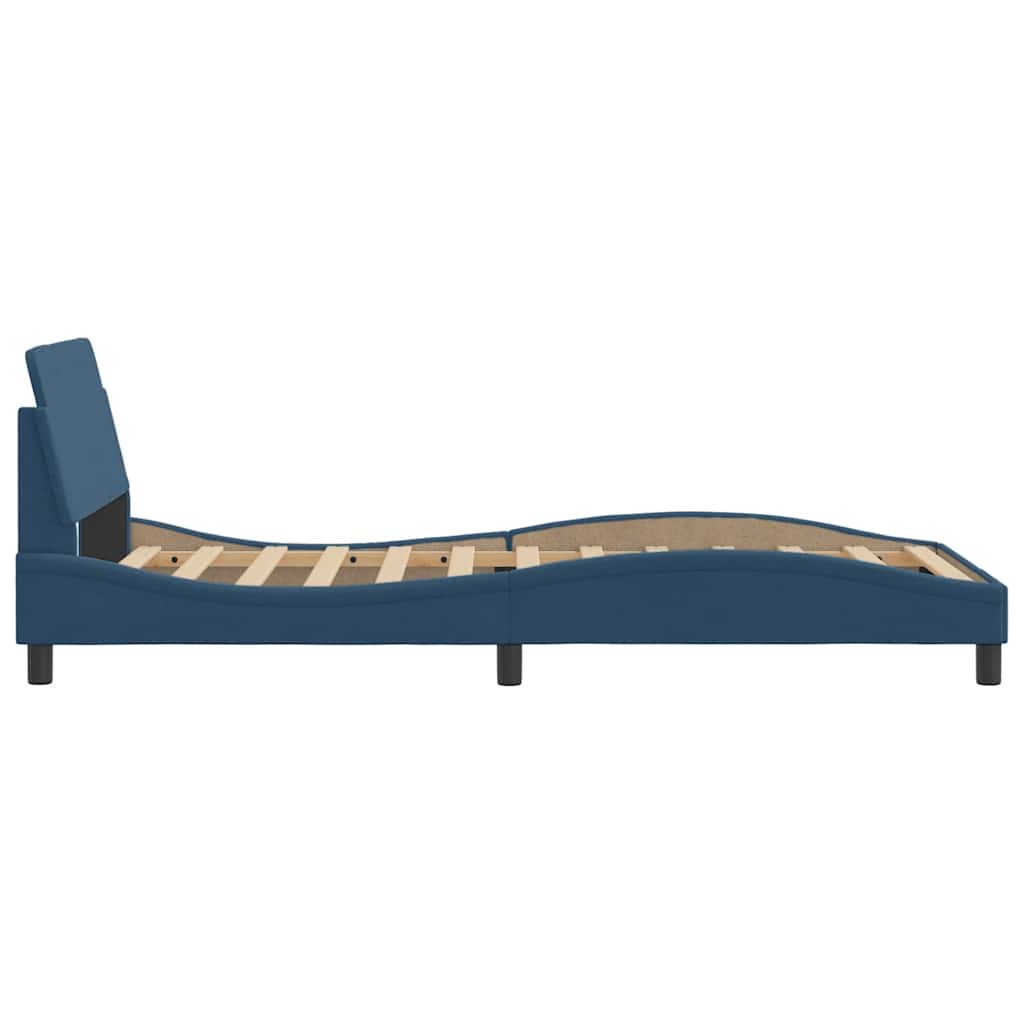 Bettgestell mit Kopfteil "Dover" Blau 100x200 cm Stoff