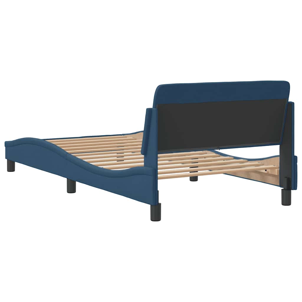 Bettgestell mit Kopfteil "Dover" Blau 100x200 cm Stoff
