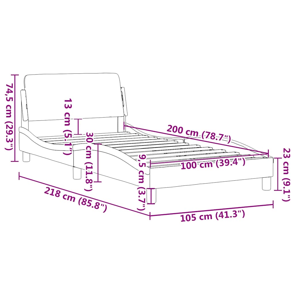 Bettgestell mit Kopfteil "Dover" Blau 100x200 cm Stoff