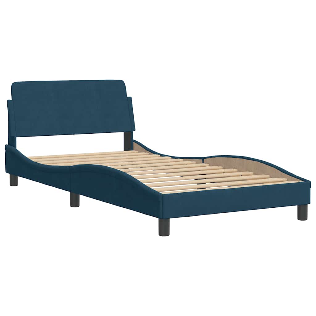 Bettgestell mit Kopfteil "Dover" Blau 100x200 cm Samt