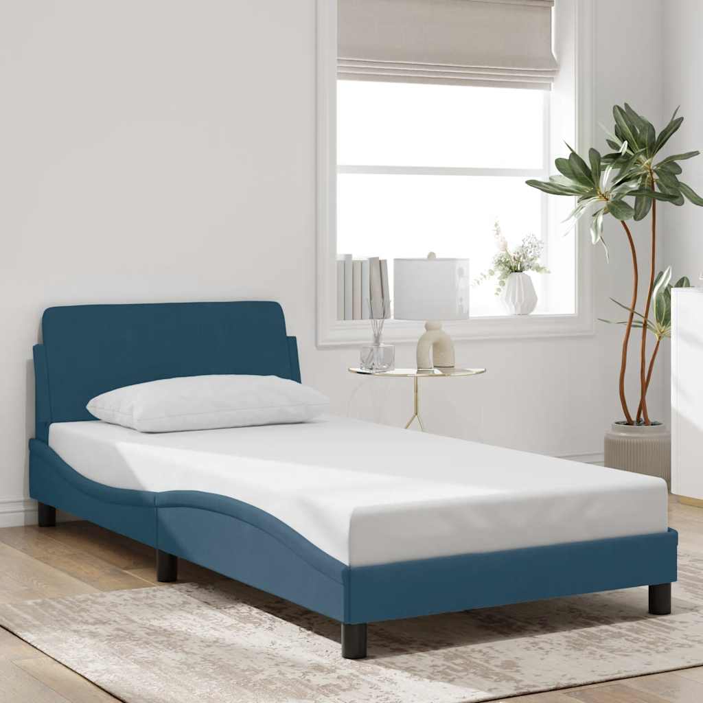 Bettgestell mit Kopfteil "Dover" Blau 100x200 cm Samt