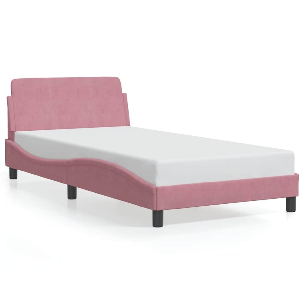 Bettgestell mit Kopfteil "Dover" Rosa 100x200 cm Samt
