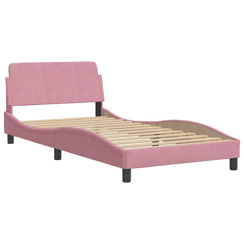 Bettgestell mit Kopfteil "Dover" Rosa 100x200 cm Samt