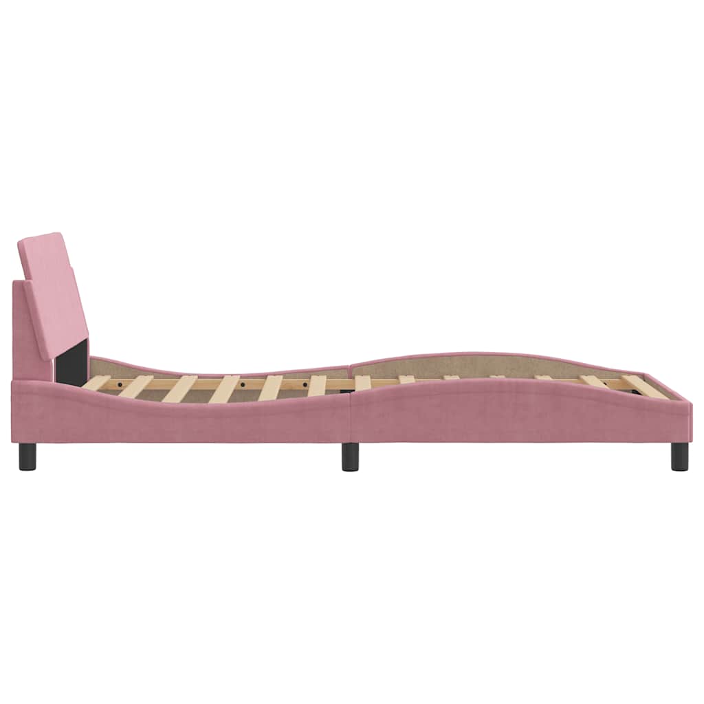 Bettgestell mit Kopfteil "Dover" Rosa 100x200 cm Samt