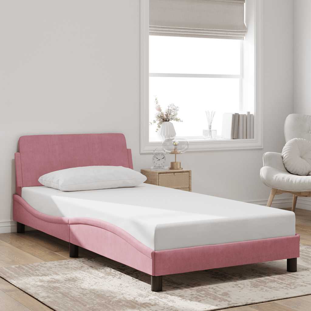 Bettgestell mit Kopfteil "Dover" Rosa 100x200 cm Samt
