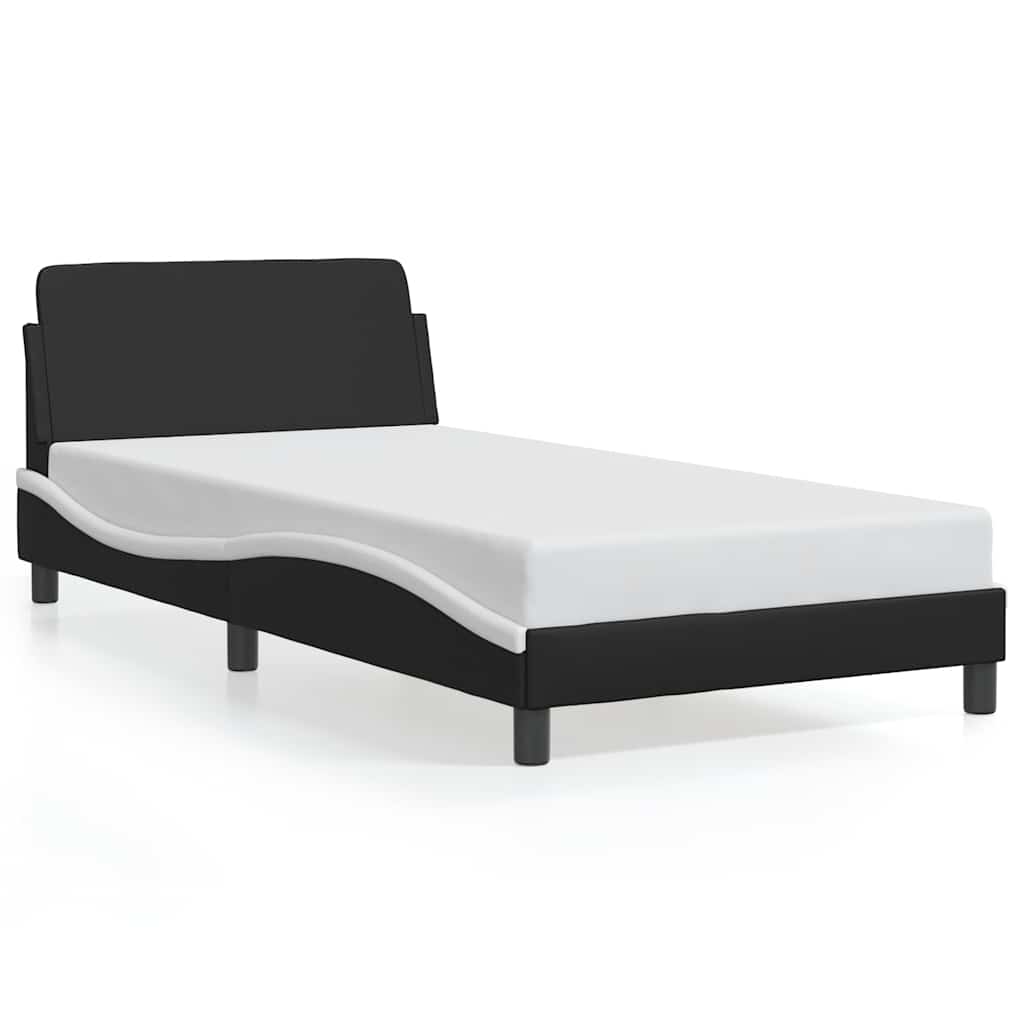 Bettgestell "Dover" Schwarz und Weiß 100x200 cm Kunstleder