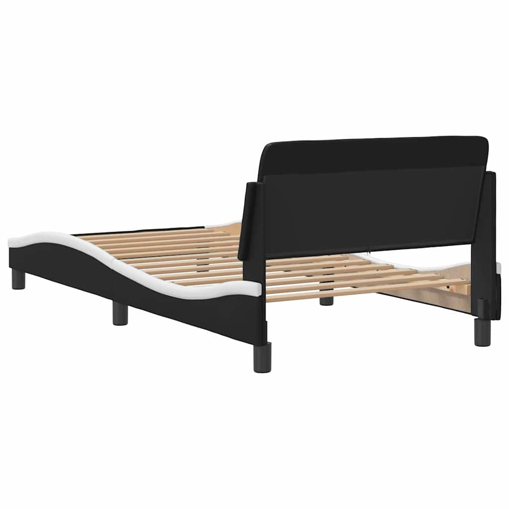 Bettgestell "Dover" Schwarz und Weiß 100x200 cm Kunstleder